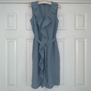 Talbots Light Blue Linen Ruffle Dress